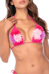 Mapale Sweet Dalia Floral Appliques Two Piece Swimsuit Triangle Bikini Set