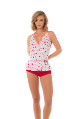 Mapale Sweetheart Print Cami and Lace Cheeky Set