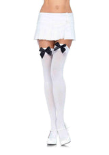 Leg Avenue Opaque Thigh Highs With Satin Bow Accent
