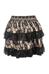 Daisy Corsets Tan/Black Lace Ruched Bustle Skirt