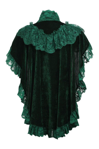 Tapered Dark Green Velvet & Lace Capelet - Daisy Corsets