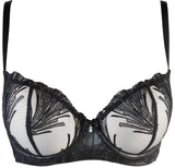 Axami Timeless Shimmering Embroidery Sheer Balconette Bra Black