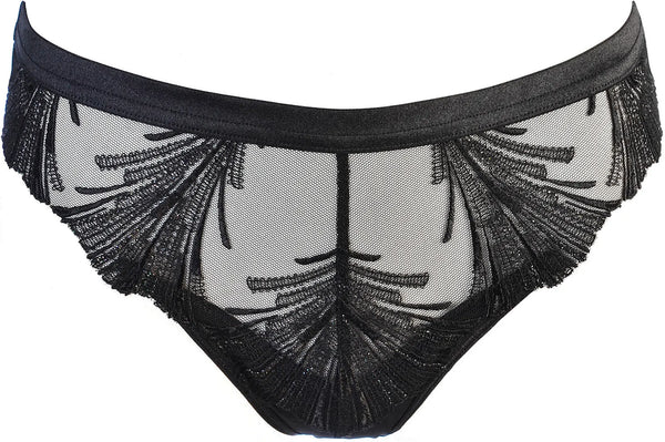 Axami Timeless Shimmering Embroidery Sheer String Panty Black