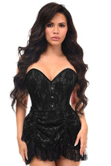 Top Drawer 2 PC Black Lace Steel Boned Corset & Skirt Set - Daisy Corsets