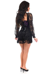 Top Drawer 2 PC Black/Purple Lace Steel Boned Corset & Skirt Set - Daisy Corsets