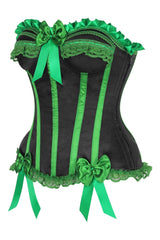 Daisy Corsets Top Drawer 2 PC Green/Black Burlesque Steel Boned Corset & Bloomer Set