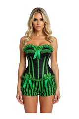 Daisy Corsets Top Drawer 2 PC Striped Burlesque Steel Boned Corset & Bloomer Set