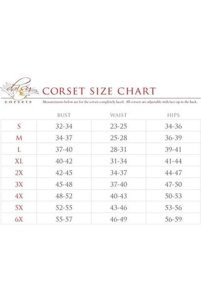 Daisy Corsets Top Drawer 2 PC Red/Black Lace Steel Boned Corset & Satin Skirt Set