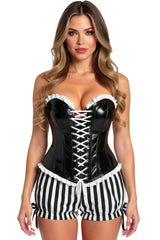 Daisy Corsets Top Drawer Steel Boned Vinyl PVC Patent Lace-Up Corset Top