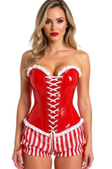 Daisy Corsets Top Drawer Steel Boned Vinyl PVC Patent Lace-Up Corset Top