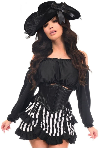 Top Drawer 4 PC Black/White Striped Premium Pirate Corset Costume - Daisy Corsets