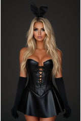 Daisy Corsets Top Drawer 4 PC Faux Leather Bunny Corset Dress Costume