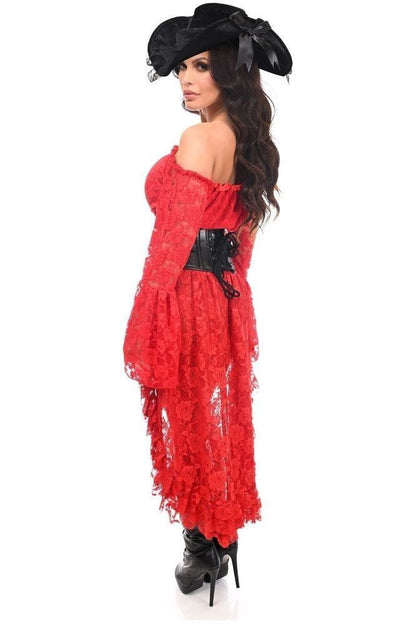Top Drawer 4 PC Red Premium Pirate Corset Costume - Daisy Corsets