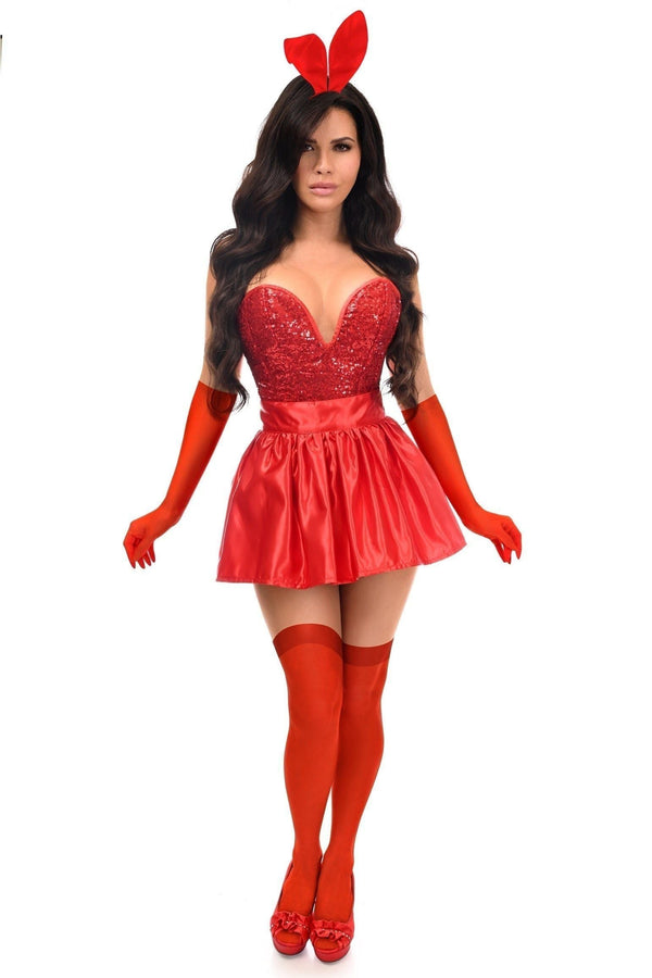 Daisy Corsets Top Drawer 5 PC Premium Red Bunny Corset Costume
