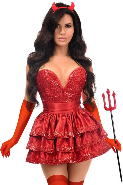 Top Drawer 5 PC Red Sequin Devil Corset Costume - Daisy Corsets