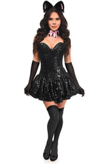 Top Drawer 5 PC Sequin Black/Pink Cat Corset Dress Costume - Daisy Corsets
