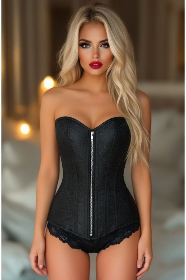 Daisy Corsets Top Drawer Black Brocade Steel Boned Corset