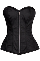 Top Drawer Black Cotton Steel Boned Corset w/Zipper - Daisy Corsets