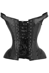 Top Drawer Black Faux Leather Steel Boned Corset w/Straps - Daisy Corsets