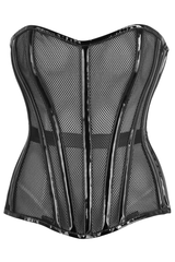 Top Drawer Black Fishnet w/Patent Steel Boned Overbust Corset - Daisy Corsets