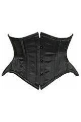 Top Drawer Black Satin Double Steel Boned Curvy Cut Waist Cincher - Daisy Corsets