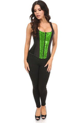 Daisy Corsets Top Drawer Black Satin & Sequin Steel Boned Corset w/Straps