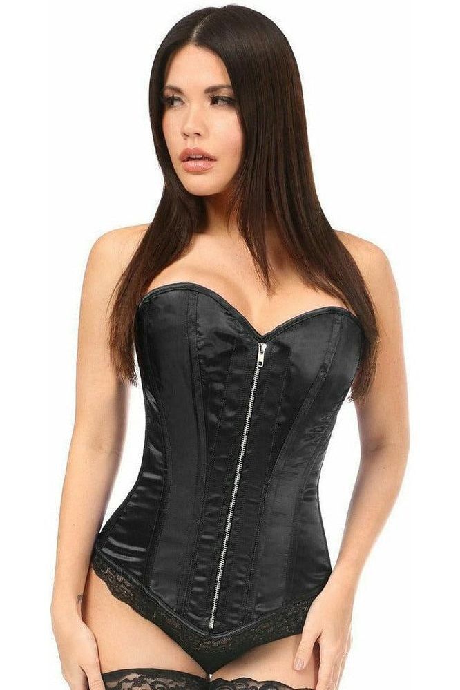 Daisy Top Drawer Black Satin Steel Boned Corset