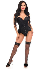 Daisy Corsets Top Drawer Black Satin Steel Boned Overbust Corset