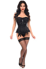 Top Drawer Black Satin Steel Boned Overbust Corset - Daisy Corsets