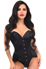 Daisy Corsets Top Drawer Black Satin Steel Boned Overbust Corset
