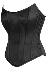 Daisy Corsets Top Drawer Black Satin Steel Boned Overbust Corset w/Side Zipper