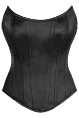 Daisy Corsets Top Drawer Black Satin Steel Boned Overbust Corset w/Side Zipper