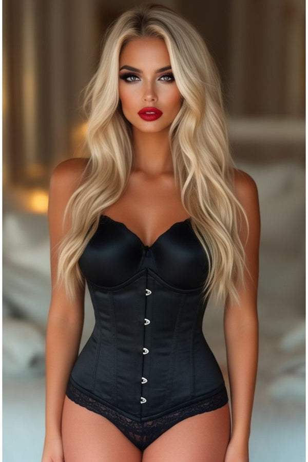 Daisy Corsets Top Drawer Black Steel Boned Underbust Corset w/Busk Closure