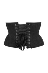 Top Drawer Black Suede Steel Boned Mini Waist Cincher Corset - Daisy Corsets