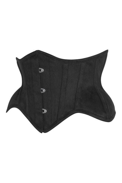 Top Drawer Black Suede Steel Boned Mini Waist Cincher Corset - Daisy Corsets