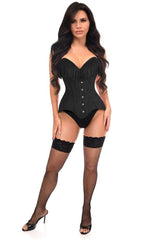 Daisy Corsets Top Drawer Black Suede Steel Boned Overbust Corset w/Fringe