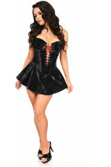 Top Drawer Black Velvet Steel Boned Corset Dress - Daisy Corsets