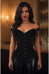 Daisy Corsets Top Drawer Black Velvet Steel Boned Corset w/Straps