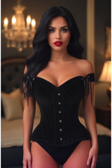 Daisy Corsets Top Drawer Black Velvet Steel Boned Corset w/Straps