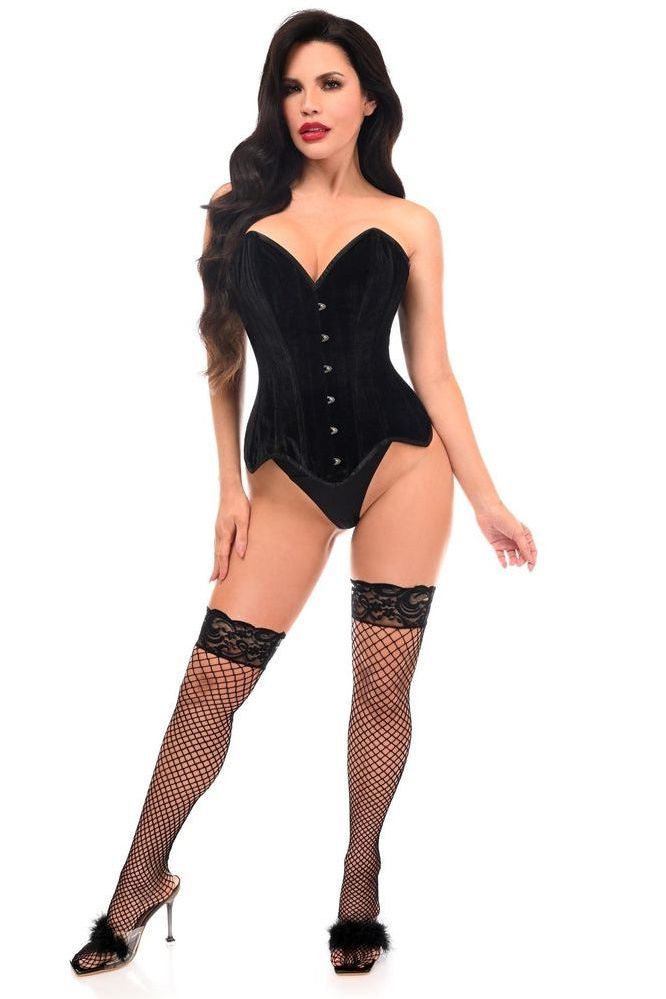 Top Drawer Black Velvet Steel Boned Overbust Corset - Daisy Corsets