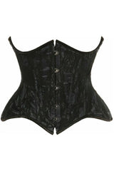 Daisy Corsets Top Drawer Black w/Black Lace Double Steel Boned Curvy Cut Waist Cincher Corset