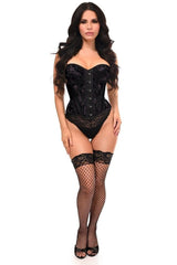 Daisy Corsets Top Drawer Black w/Black Lace Steel Boned Underwire Bustier Corset