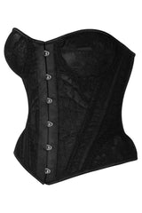 Daisy Corsets Top Drawer Black w/Black Lace Steel Boned Underwire Bustier Corset