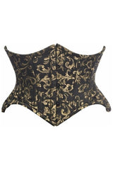 Daisy Corsets Top Drawer Black/Gold Brocade Double Steel Boned Mini Cincher Corset