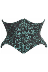 Daisy Corsets Top Drawer Black/Green Brocade Double Steel Boned Mini Cincher Corset