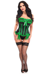 Daisy Corsets Top Drawer Black/Green Satin Steel Boned Burlesque Corset