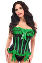 Daisy Corsets Top Drawer Black/Green Satin Steel Boned Burlesque Corset