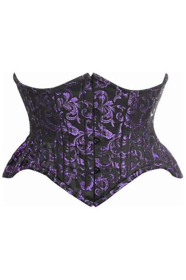 Daisy Corsets Top Drawer Black/Purple Brocade Double Steel Boned Mini Cincher Corset
