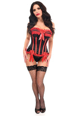 Top Drawer Black/Red Steel Boned Burlesque Corset - Daisy Corsets