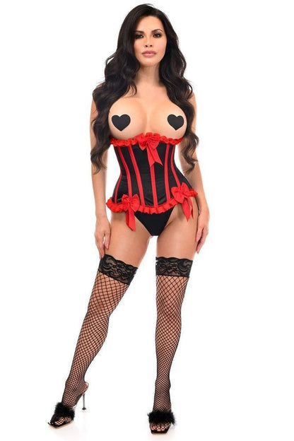 Top Drawer Black/Red Steel Boned Burlesque Underbust Corset Waist Cincher - Daisy Corsets